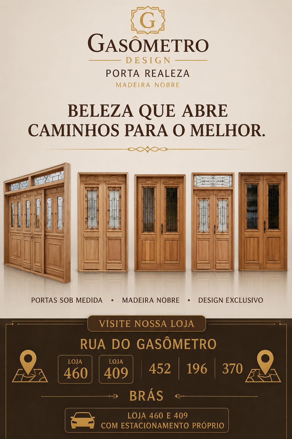Gasômetro Design - Porta Realeza em Madeira Nobre